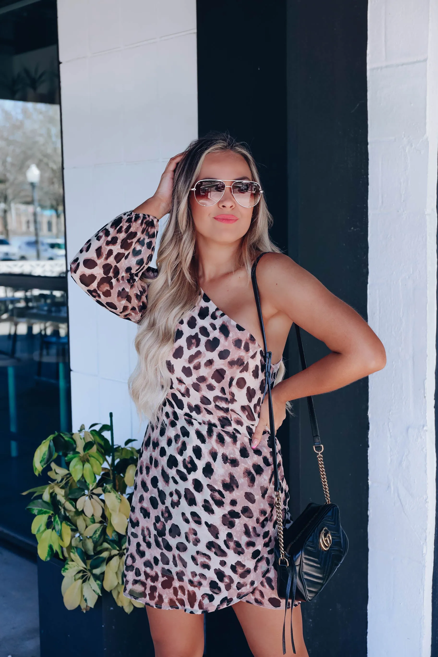 Tiana Leopard One-Shoulder Dress