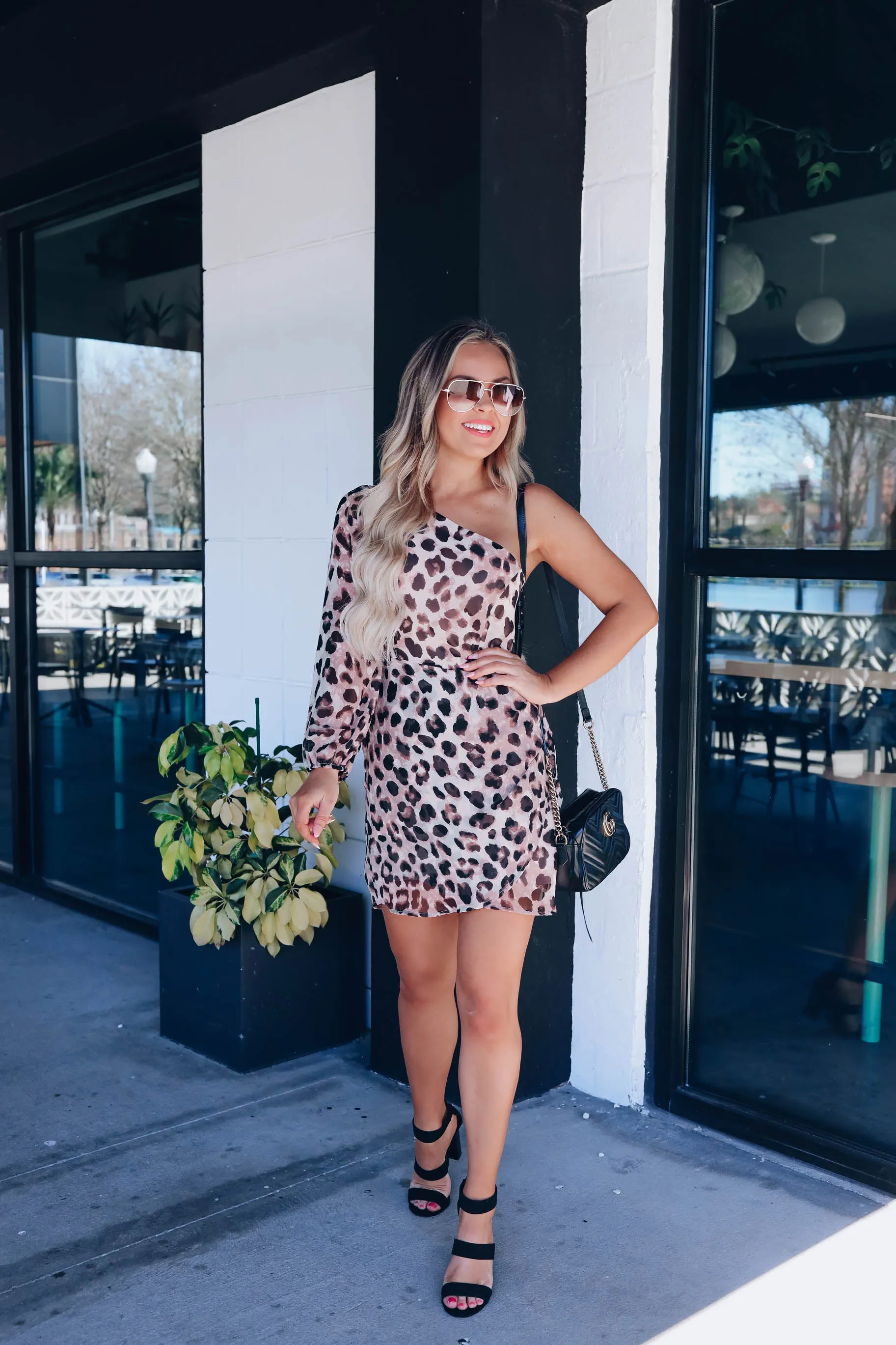 Tiana Leopard One-Shoulder Dress