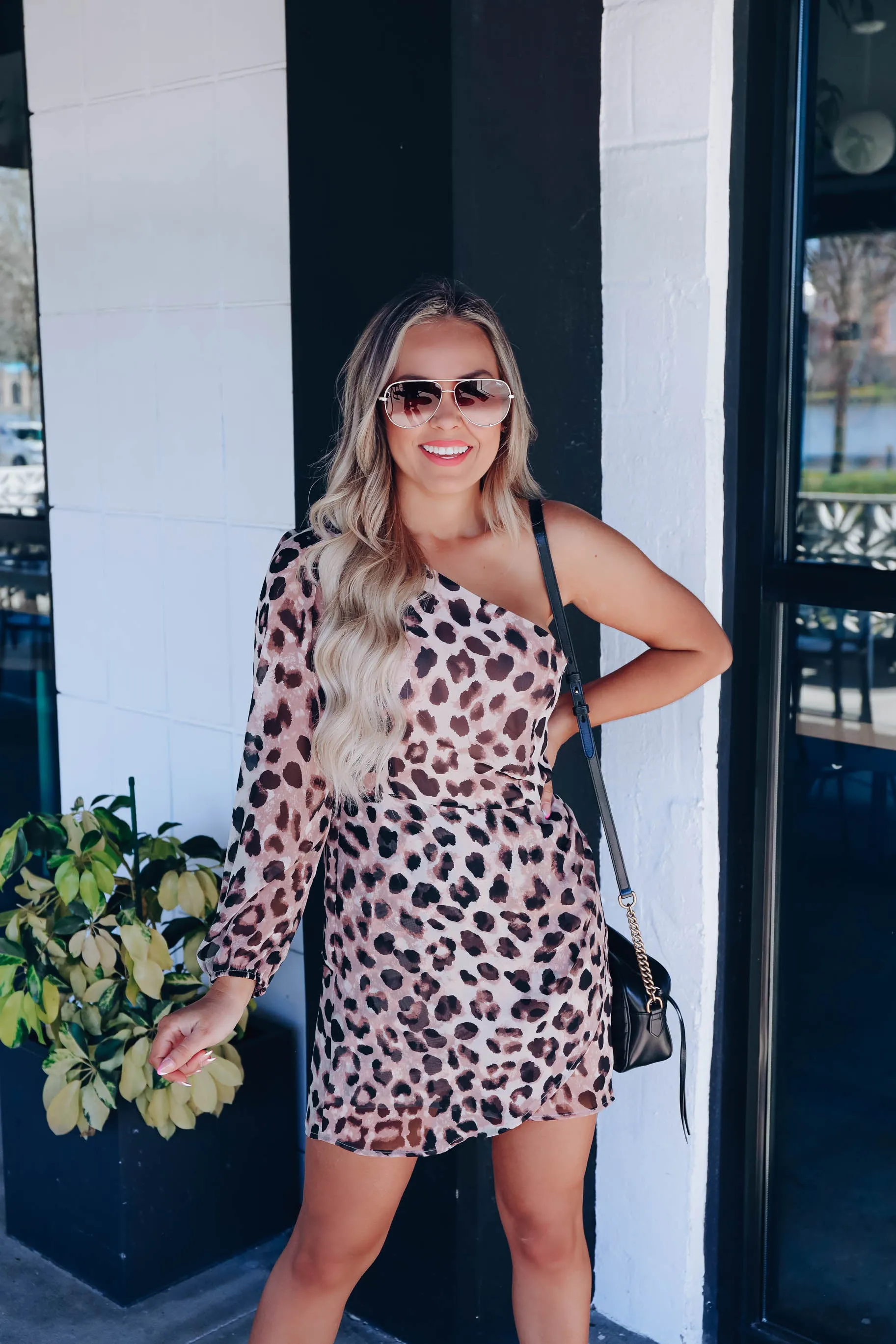 Tiana Leopard One-Shoulder Dress