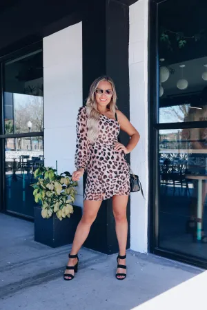 Tiana Leopard One-Shoulder Dress