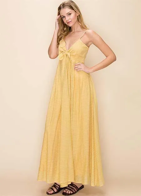 Tie Front Textured Striped Dress