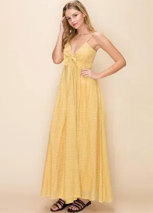 Tie Front Textured Striped Dress