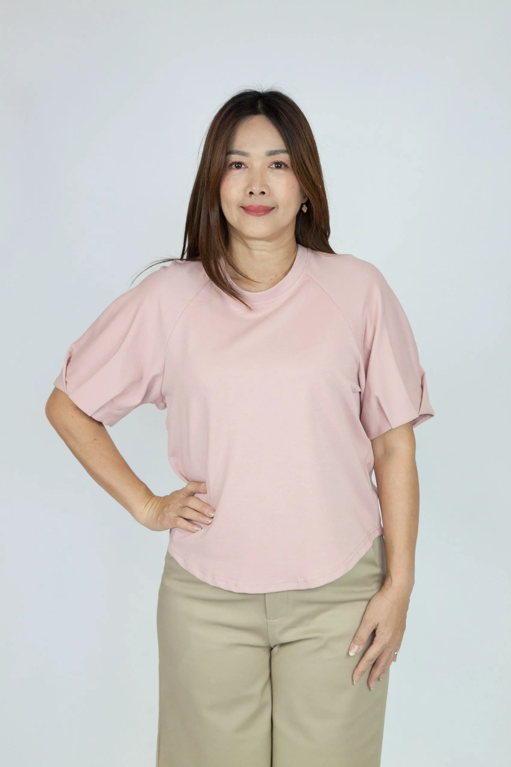Trendy Folded Sleeve Shirt