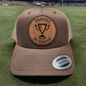 Trophy Husband Leather Patch Trucker Hat