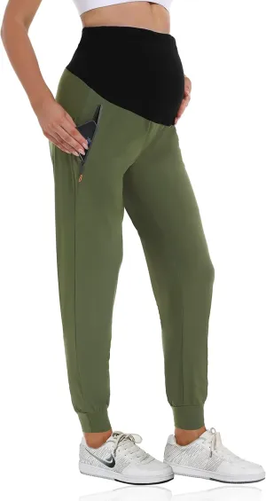 V VOCNI Maternity Jogger Pants Women's Quick Dry Lounge Scrub Joggers Pockets Sweatpants Workout Clothes