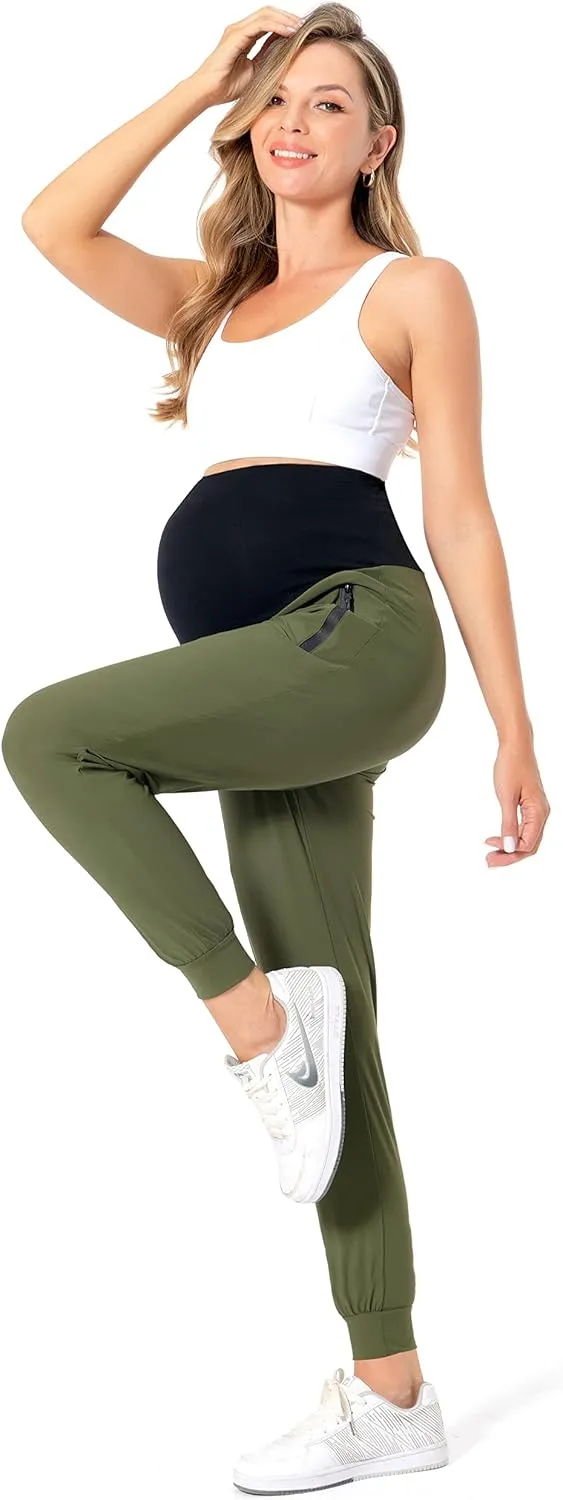 V VOCNI Maternity Jogger Pants Women's Quick Dry Lounge Scrub Joggers Pockets Sweatpants Workout Clothes