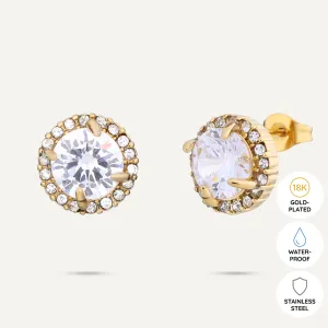 Vibes | Halo Stud Earrings | 18K Gold-Plated