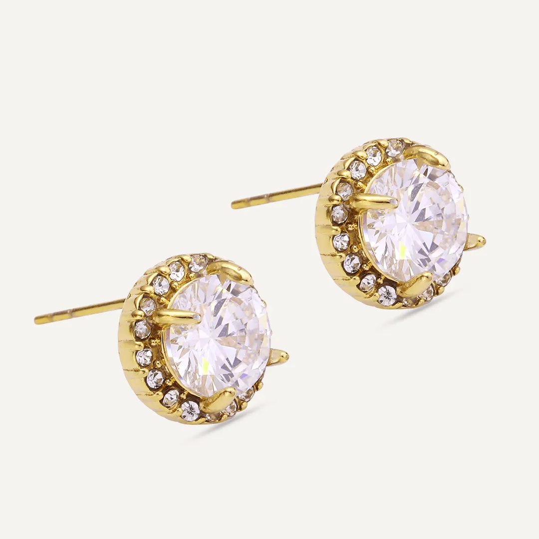 Vibes | Halo Stud Earrings | 18K Gold-Plated