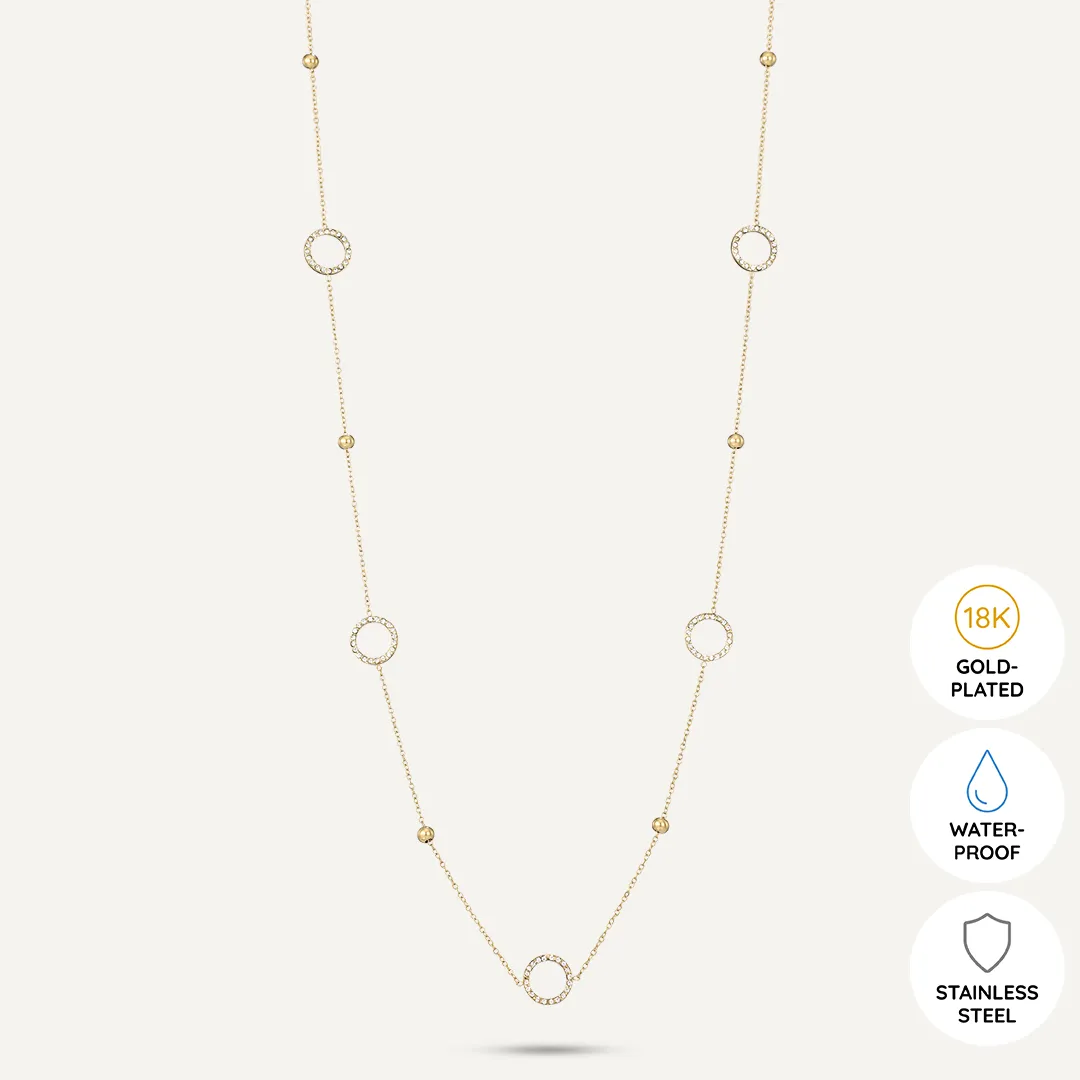 Vibes | Long Circle Harmony Necklace | 18K Gold-Plated