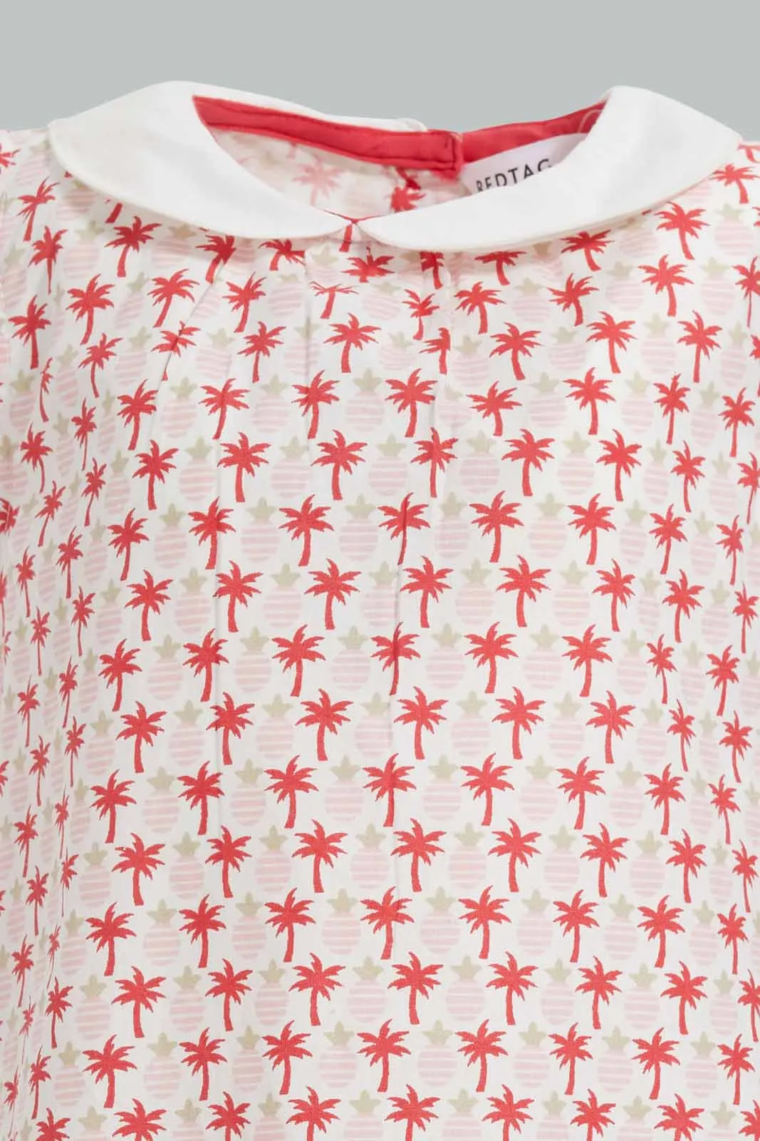 White And Red Peter Pan Collar Dress For Infant Girls