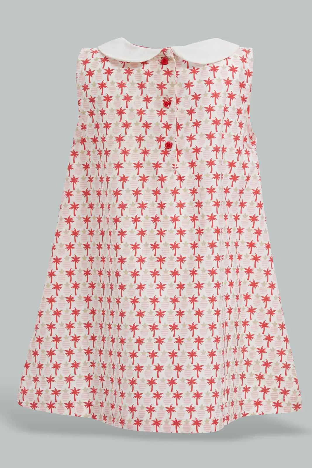 White And Red Peter Pan Collar Dress For Infant Girls