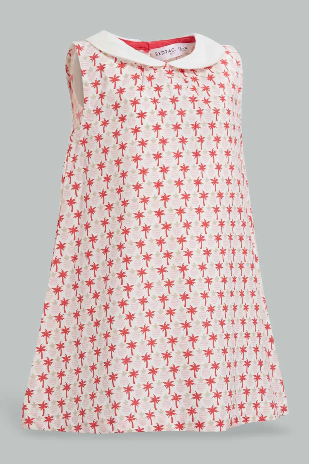 White And Red Peter Pan Collar Dress For Infant Girls