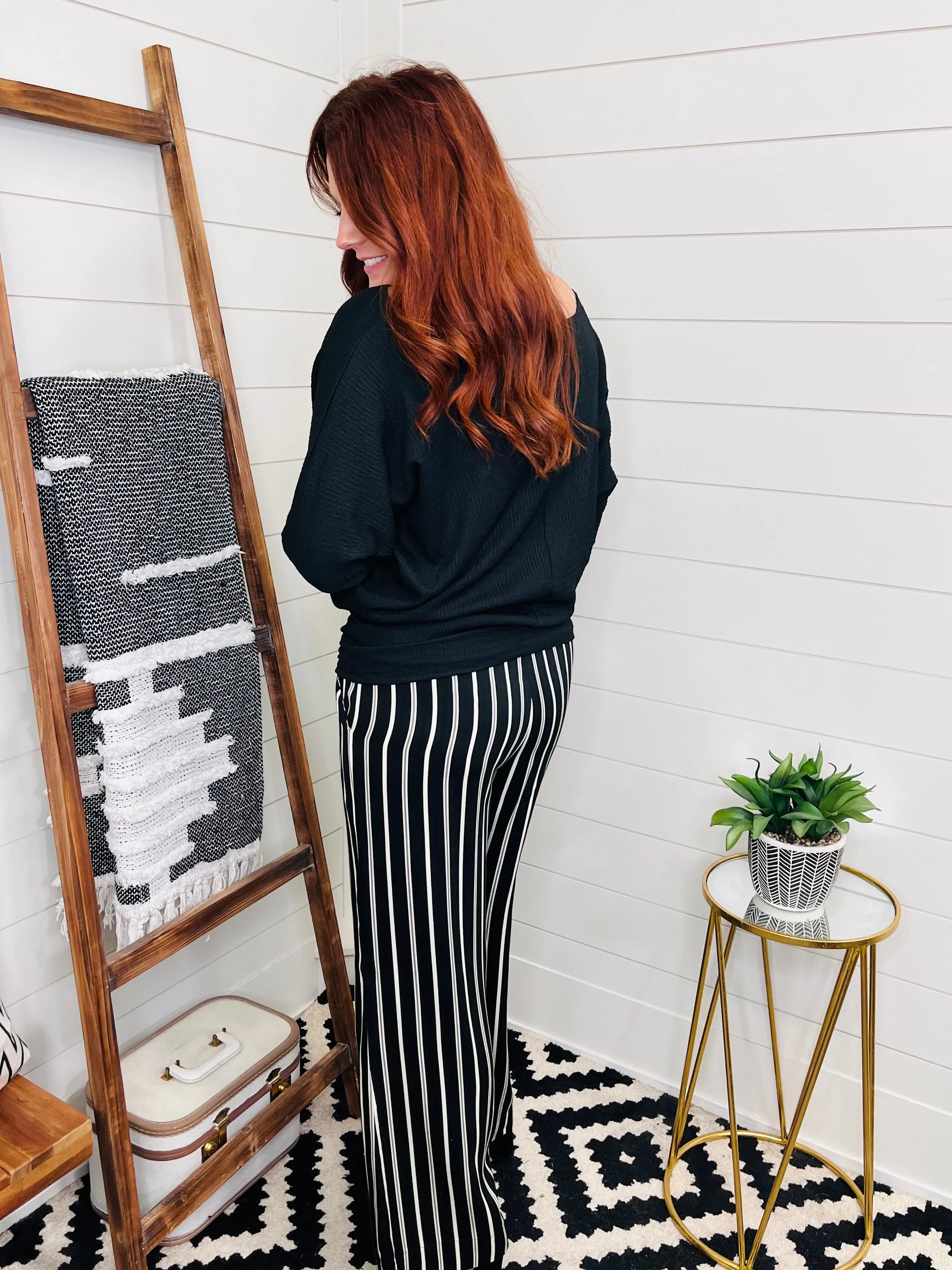 Wide Leg Pinstripe Pant