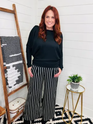 Wide Leg Pinstripe Pant