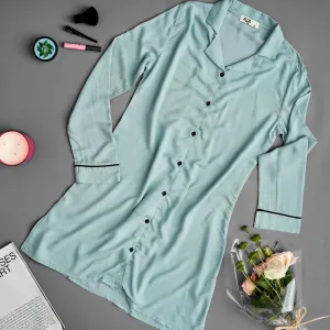 Women summer pajama Mint buttoned night shirt