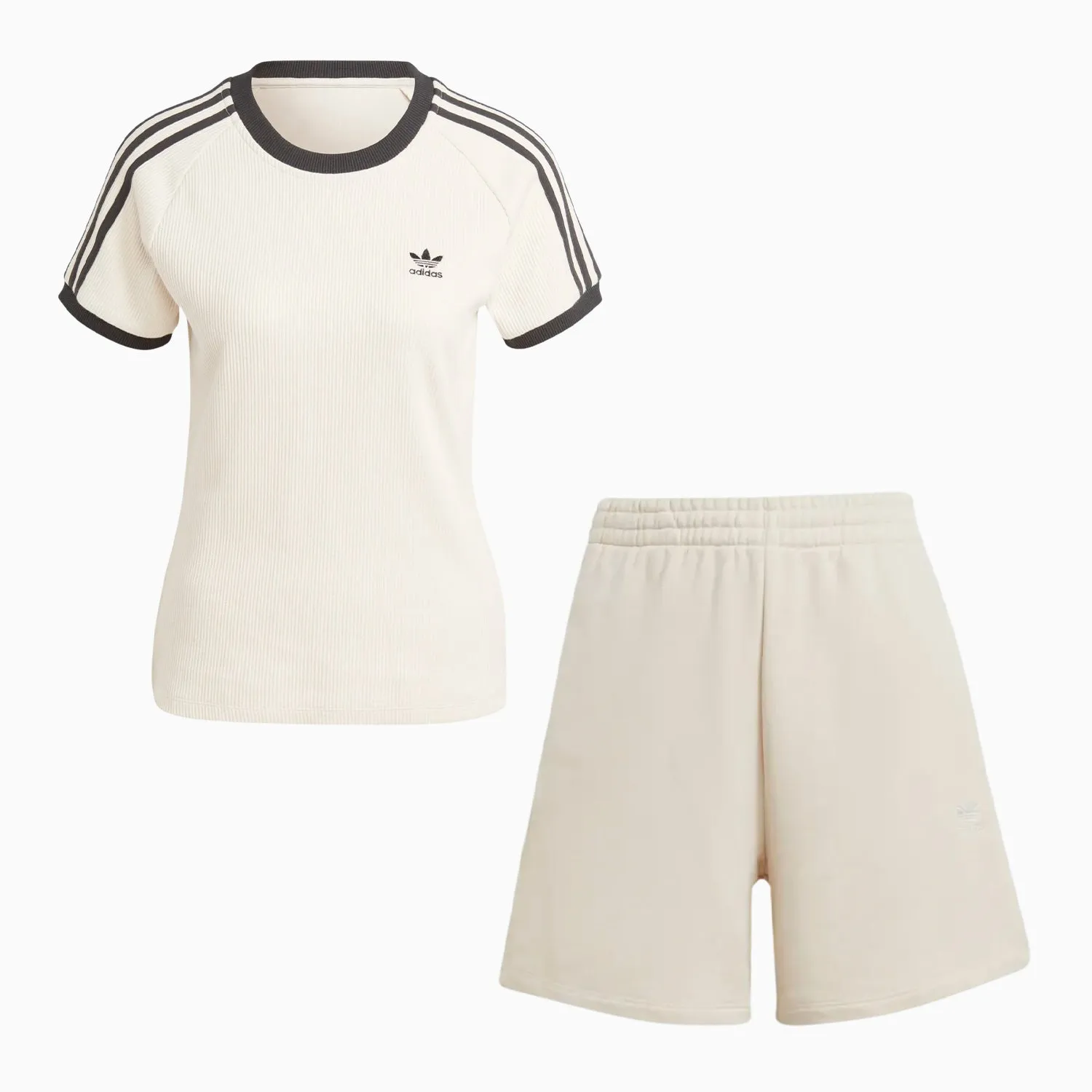 Women's 3-Stripes Slim T Shirt and  Terry Shorts Outfit