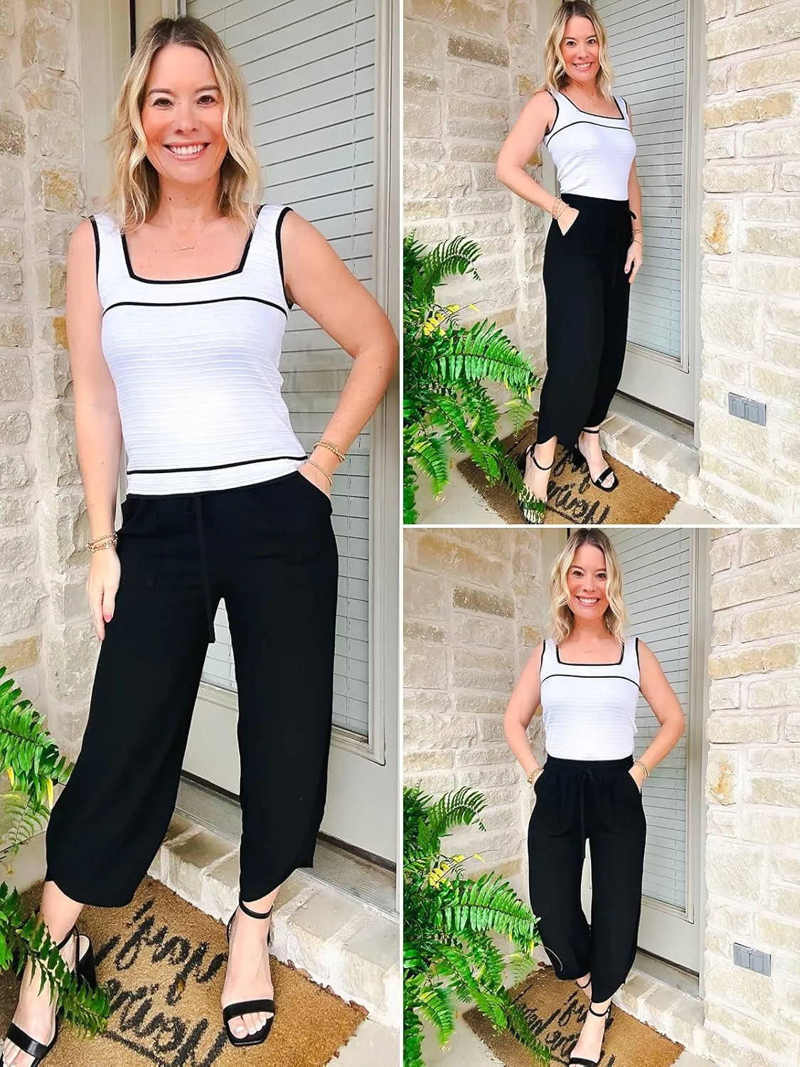 Womens Barrel Harem Linen Pants Wide Leg Pants Baggy Sweatpants Palazzo Drawstring Elastic Waist with Pockets Beach
