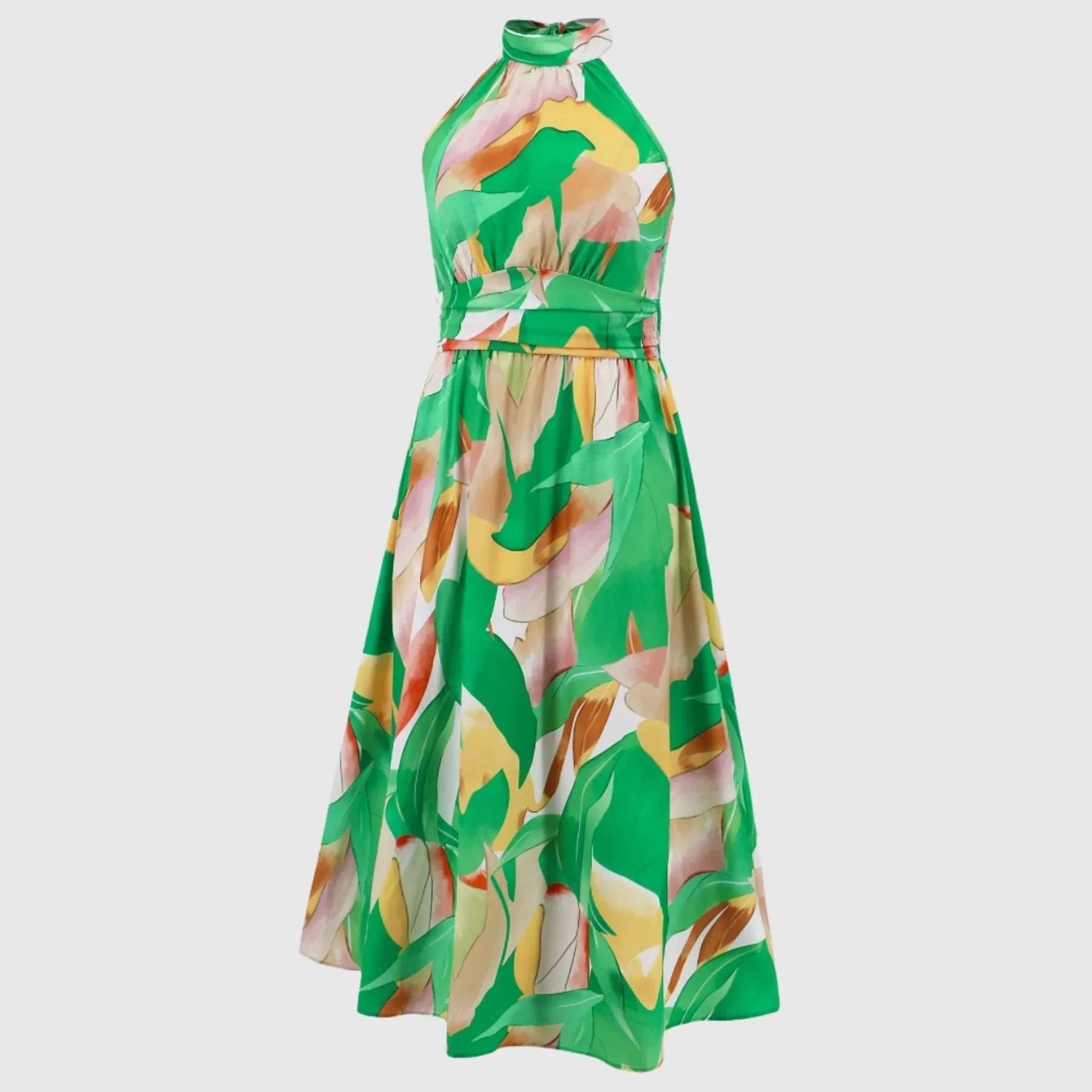 Women's Printed Stand Collar Sleeveless Dress