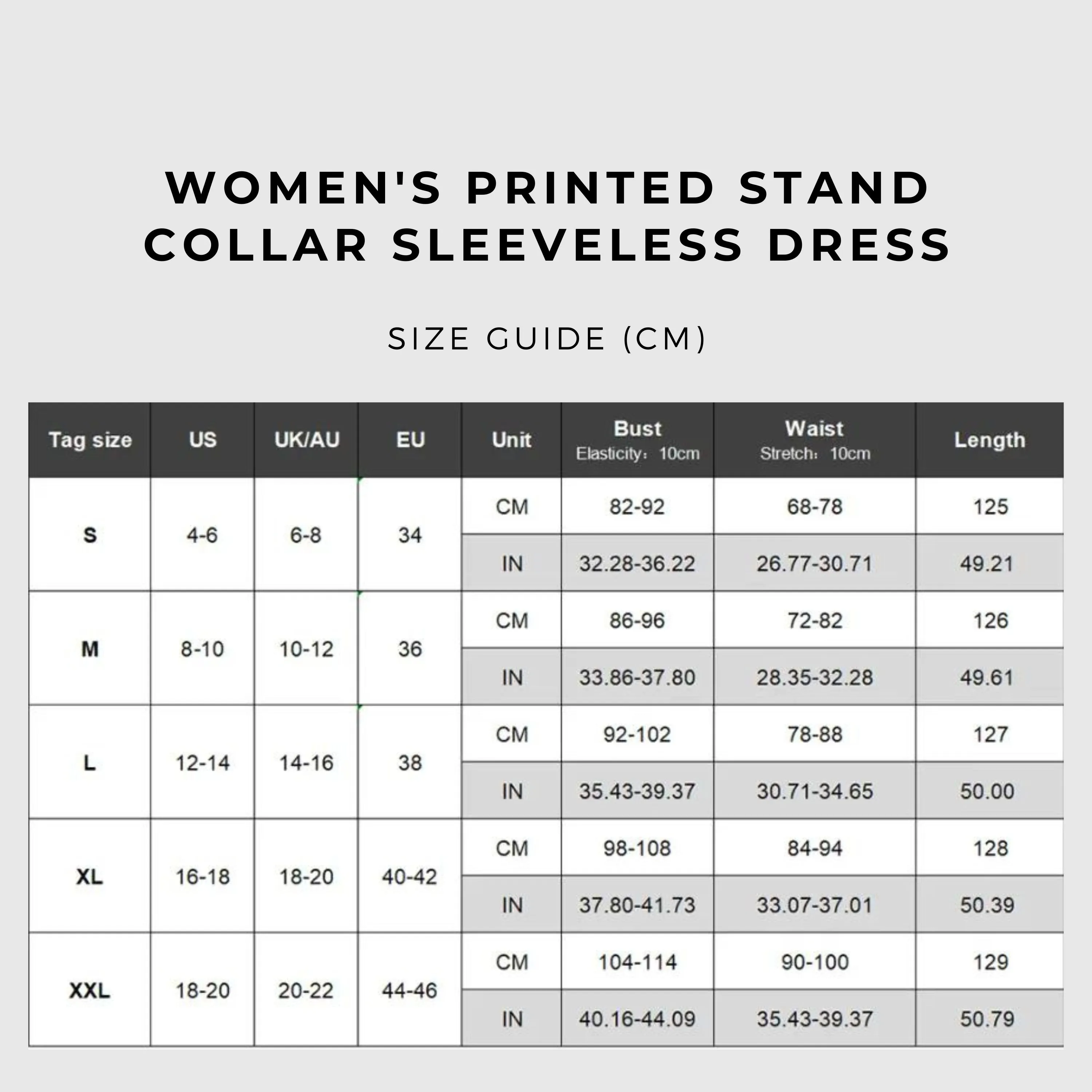 Women's Printed Stand Collar Sleeveless Dress