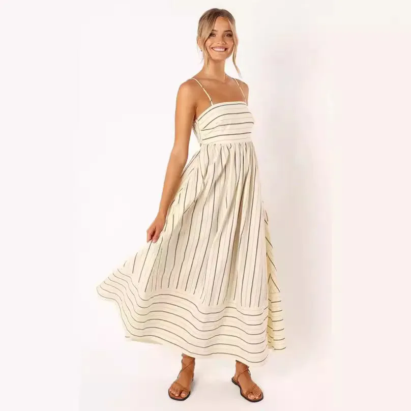 Women's Striped Spaghetti Straps Casual Dress