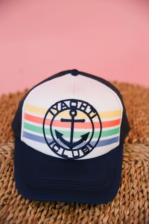 YACHT CLUB STRIPED TRUCKER HAT